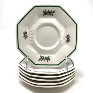 Nikko Japan Classic Collection Christmastime Octogon 6" Saucers Set of 6 Vintage - Picture 1 of 6