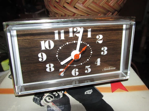 Vintage Alarm Clock, Sunbeam model 428A, Retro Bedside Alarm Clock MCM Clock Cover