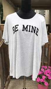 Cato 18/20W “Be Mine” Valentine Love Gray /Black Beaded T-Shirt NWT Sweetheart - Picture 1 of 10