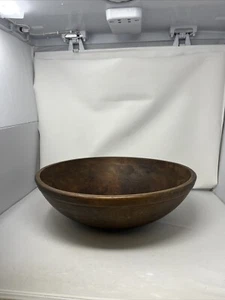 antique hand made country farm house wooden butter bowl large 17x5" rim lip - Picture 1 of 16