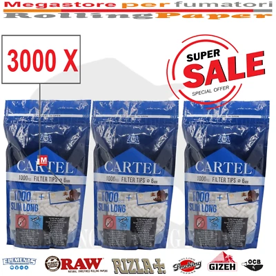 Filtri Cartel Classic Slim 6mm x 22mm – Bustine 3000 Filtrini Lungo Long Size - Image 1 of 3