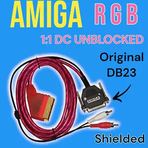 Amiga RGB DC Unblocked HQ Video SCART Shielded Kabel Original DB23 Stecker 2,5M - Bild 1 von 6