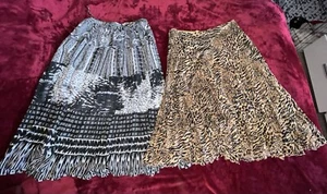 Stufen Patchwork Maxi Röcke braun schwarz Animal Print A-Linie Kleider - Large - Bild 1 von 6