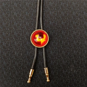 Mens BOLO Tie Vintage Time Gem Cabochon Round Wedding Necklace Western Cowboy - Picture 1 of 8