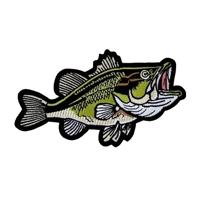 Green Sea Bass Fish Embroidered Iron-On Patch – Exclusive Design - Image 1 of 3