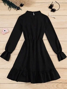 Stand Kragen Rüschen Saum A-Linie Kleid mit ausgestellten Ärmeln für Teenager - Bild 1 von 6