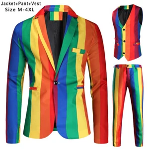 Mens Autumn and Winter New Casual 3D Printed Suit Vest Trousers Set of 3 Pieces - Picture 1 of 25