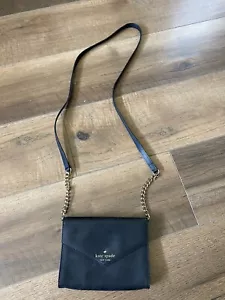 Kate Spade New York Cedar Street Monday Envelope Crossbody Bag Black Leather - Picture 1 of 5