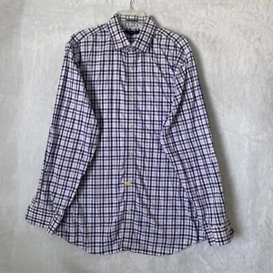 Banana Republic Mens Button Shirt Purple Check XL Cotton Long Sleeve Collar - Picture 1 of 5