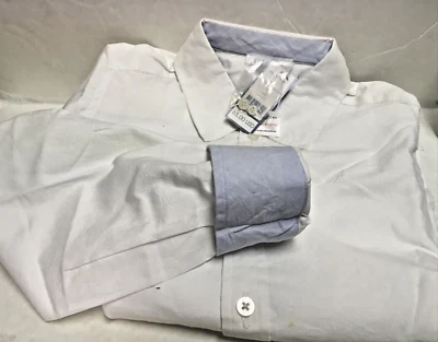 Jacadi белая рубашка на пуговицах длинные внутренние рукава отделка w/синий мальчик размер 10 новый с Ярлыками - Изображение 1 из 2