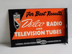 DELCO RADIO & TV TUBE Flange Sign GM United Motor Co Auto Modern Retro - Bild 1 von 3