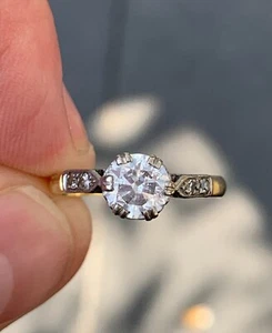 18ct gold diamond 3/4ct old cut solitaire engagement ring antique art deco 1920s - Picture 1 of 9