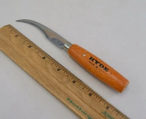 NOS HYDE USA TOOLS 55300 PARIS CURVE Knife, 3-1/4" X 9/16" Wood Handle, L-4015 - Picture 1 of 2