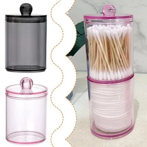 Bathroom Jar Black Plastic Holder Storage Box for Cotton Ball, Swab Cotton R0 - Picture 1 of 14