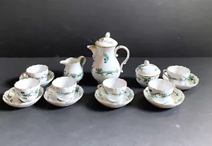 Meissen Reicher Court green dragon & bird mocha coffee service, MINT, 1st - Picture 1 of 12