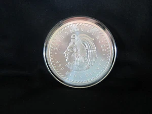 Calendario Azteca - Moneda Redonda Capsulada Cuauhtémoc 5 oz de plata .999 hecha en EE. UU. BU - Imagen 1 de 2