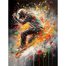 Skateboarder Vibrant Splat Paint Action Shot Huge Wall Art Poster Print Giant