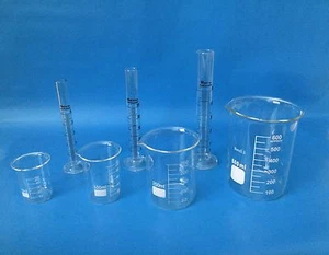 Bechergläser Set 600ml 250ml 100ml 50ml + Zylinder Set 50ml 25ml 10ml Laborglas Neu - Bild 1 von 1