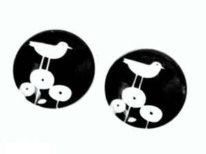 3 x Cabochon rund 25 mm Vogel schwarz weiß Schmuckdesign Schmuckherstellung Glas - Bild 1 von 1