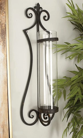 Metal Wall Sconce, 11" X 6" X 31", Black Cover