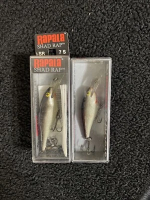 Vintage Rapala Shad Rap SR-7 S Silver 2 3/4" 5/16oz & SR05 S Silver (Ireland) - Image 1 of 4