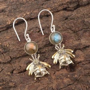 Labradorite Gemstone 925 Sterling Silver Handmade jewelry Earring Gift For Love - Picture 1 of 3