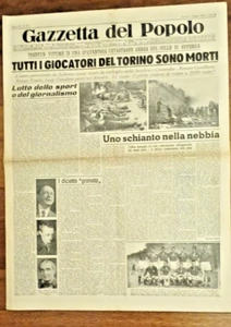 GRANDE TORINO, TRAGEDIA SUPERGA - GAZZETTA DEL POPOLO 5 maggio 1949 - Foto 1 di 1