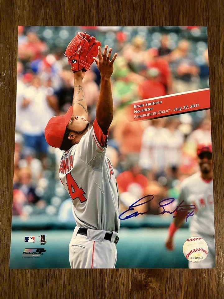 欧文·桑塔纳洛杉矶天使签名亲笔签名 8 x 10 照片无击球手 — 第 1/1 张图片