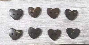 hearts natural coconut buttons sewing 2 holes crafts 1/2 inch 8pc set - Picture 1 of 2