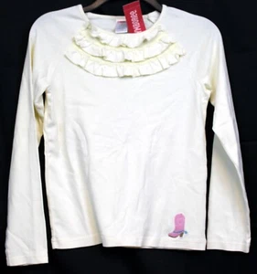 2006 Gymboree Park City Luxe White Ruffle Neck Cowgirl Boot Shirt sz 12 NWT Cute - Picture 1 of 5