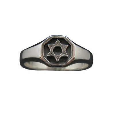 Sterling Silver Signet Men Ring Star Of David Solid Genuine Hallmarked 925 - Image 1 of 4