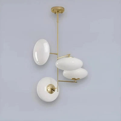 Handcrafted 4-Arm Mid-Century Modern Brass Chandelier – Retro Stilnovo Sputnik G - Image 1 of 4