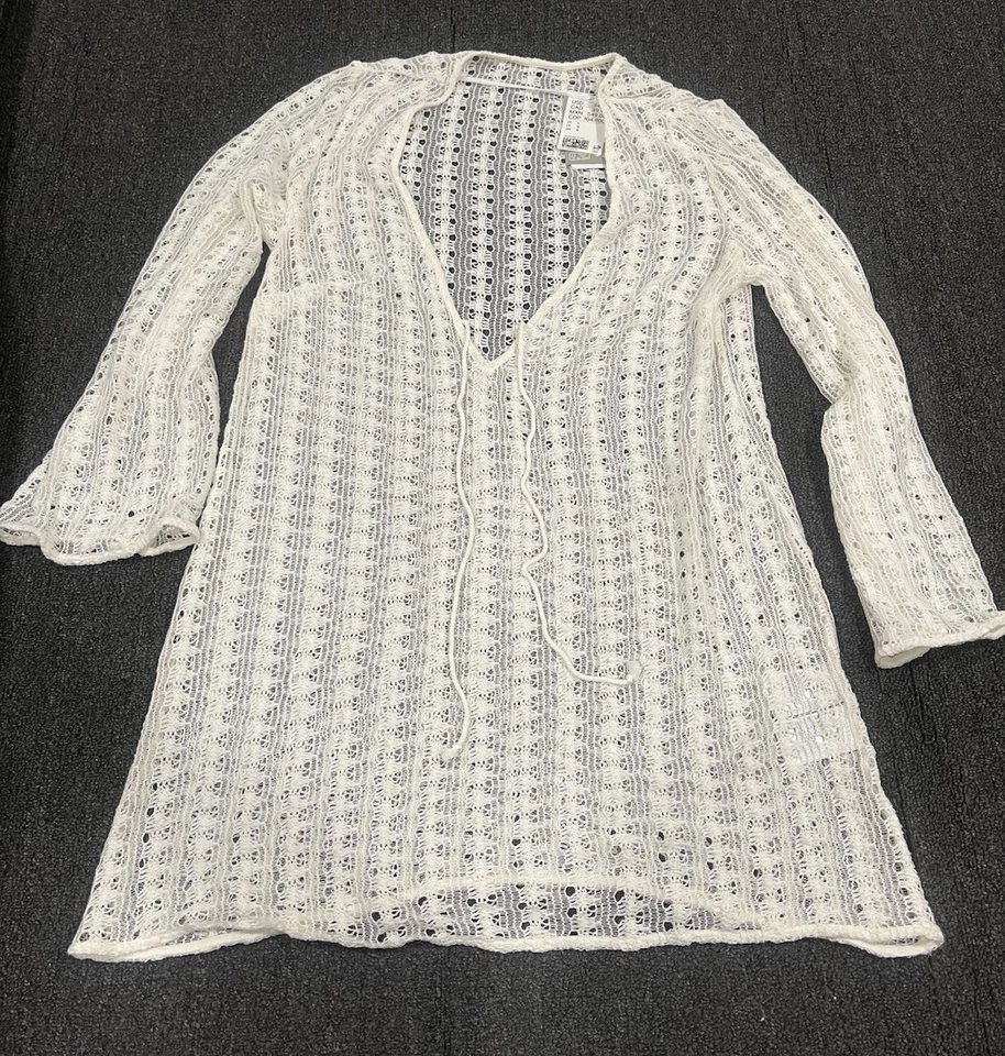¡Nuevo! Cubierta de baño H&M color blanco ropa de playa con cordones talla grande Foto 1 de 4