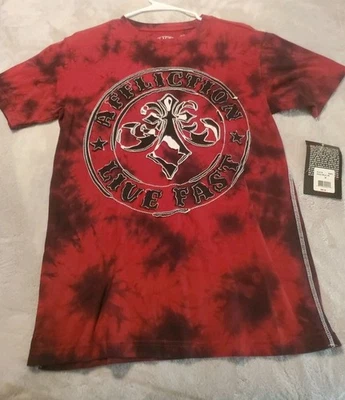 Affliction Black Red  Tye Dye T Shirt Sz. M David Relic New With Tags Retail $54 - Image 1 of 4
