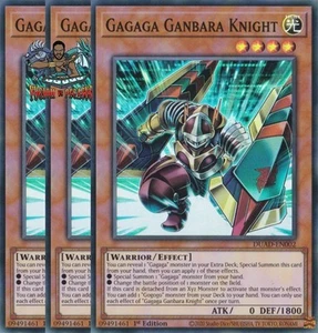Yugioh! 3x Gagaga Ganbara Knight DUAD-EN002 súper raro primera edición casi nuevo - Imagen 1 de 1