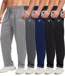 5 Pack Mens Sweatpants Open Bottom Joggers for Men with Zip Pockets Loose Fit... - Picture 1 of 6
