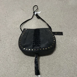 LIONEL Handtasche Tasche Geldbeutel Leder? Dunkelgrau Gold Nieten Umhängetasche Reißverschluss Neu - Bild 1 von 10