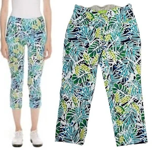 Swing Control Leaf Pattern Golf Tennis Pickleball Club Member Crop Pants 8 M - Picture 1 of 9