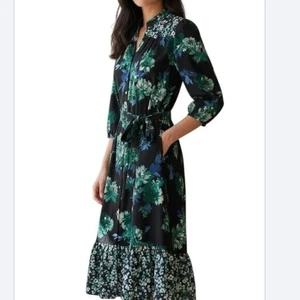 Luxology Floral Midi Dress Women's Size Medium Feminine Date Night Boho Chic M - Picture 1 of 5