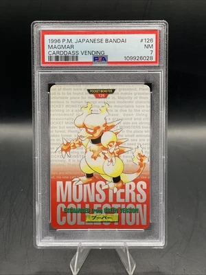 Pokemon Japanese Magmar Bandai Carddass Vending 1996 Red Version No. 126 PSA 7 - Image 1 of 2
