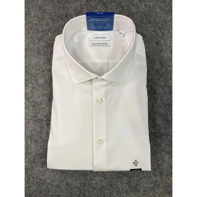 Calvin Klein White Infinite Wrinkle Free Slim Tall Dress Shirt 18, 36/37 - Image 1 of 4