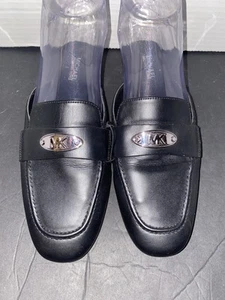 Michael Kors Ashley Damen-Pantolette schwarz silber Logo-Platte Größe 6 - Bild 1 von 8