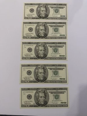 Uncirculated Consecutive 1996 ⭐️ Star $20 Notes Lot Of 5 - Image 1 of 4