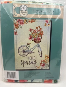 Garden Magnolia Creek Hello Spring House Flag Floral Watercolor Decor 28 x 40 - Picture 1 of 6