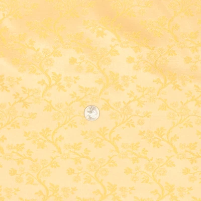 Gold-on-Gold Iridescent Flower & Vine Viscose Blend Lampas Fabric | 2 yds. x 56“ - Image 1 of 4