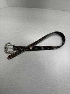 Nocona Genuine Leather Hearts Cross Rhinestone Girls Belt Size 26 - Picture 1 of 11