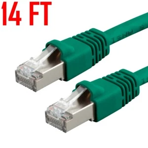 14FT CAT6A Ethernet LAN Network Patch Cable RJ45 STP 10G COPPER 26AWG GREEN - Picture 1 of 2
