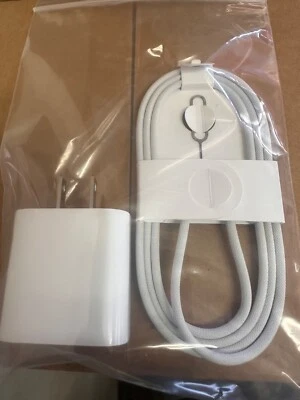 Genuine Apple  20W USB-C  Adapter & 1M Braided Cable for iPhone  15 and 16 - Image 1 of 4