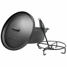 Big BBQ Classic Dutch Oven Gusseisen mit Deckelheber 9 QT Gusstopf ohne Füße