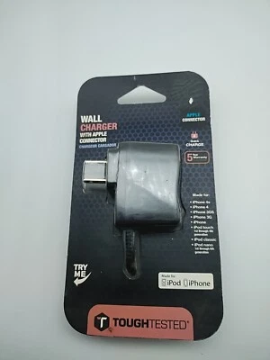 Toughtested iPod Wall charger with apple 30 pin connector black 8 Ft Cable - Image 1 of 4